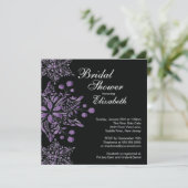 パープルスノーフエレガントレークスウィンターブライダルシャワー 招待状 (スタンド正面)