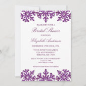 パープルスノーフレークウィンターブライダルシャワー 招待状 (正面)