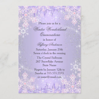 パープルスノーフレークウィンターワンダーランドキンセアニェラ 招待状