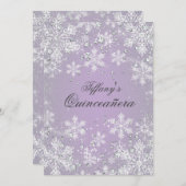 パープルスノーフレークウィンターワンダーランドキンセアニェラ 招待状 (正面/裏面)