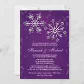パープルスノーフレークカップルウェディングシャワー 招待状 (正面)