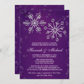 パープルスノーフレークカップルウェディングシャワー 招待状 (正面/裏面)