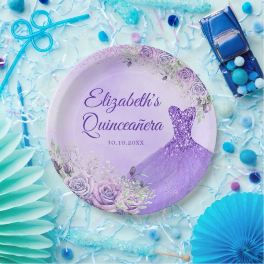 パープルスノーフレーククリスマスプリンセスクインセアニラ ペーパープレート (パーティー)