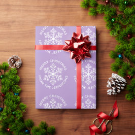 パープルスノーフレーククリスマスラッピング紙 ラッピングペーパー