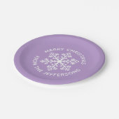 パープルスノーフレーククリスマス紙プレート ペーパープレート (アングル)