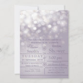 パープルスノーフレークスウィンターブライダルシャワー招待状 招待状 (正面)