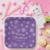 パープルスノーフレークスクリスマスパーティー ペーパープレート (パーティー)