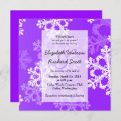 パープルスノーフレークスクリスマス結婚式招待状 招待状 (正面/裏面)