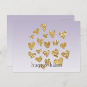 パープルスパグラデーションークル金ゴールドグリッターハート ポストカード (正面/裏面)