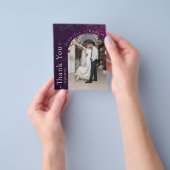 パープルスパークリー結婚バジェットサンキューカード チラシ (手)