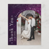 パープルスパークリー結婚バジェットサンキューカード チラシ (正面)