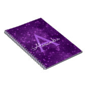 パープルスパークルきらめくモノグラム&イニシャル ノートブック (右側)