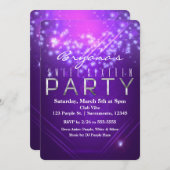 パープルスパークルクラブヴィーベバースデーパーティー招待 招待状 (正面/裏面)