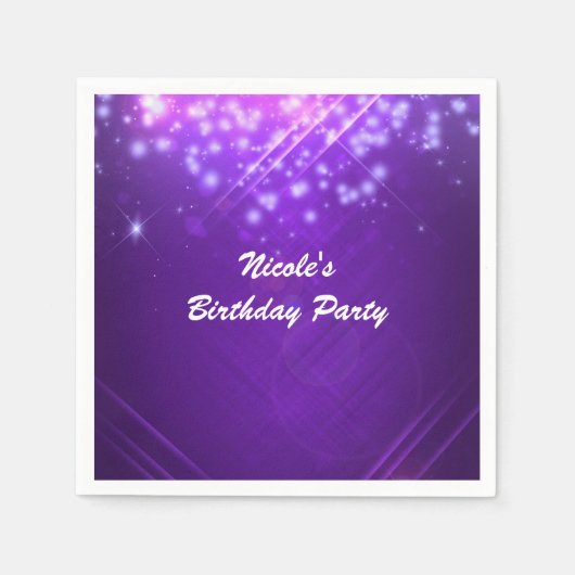 パープルスパークルグラマラスダンスクラブパーティー スタンダードカクテルナプキン (正面)