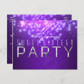 パープルスパークルグラムクラブヴィーベパーティーはがき インビテーションポストカード (正面/裏面)