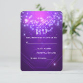 パープルスパークルグラモールクラブヴィベパーティーRSVPカード 出欠カード (スタンド正面)
