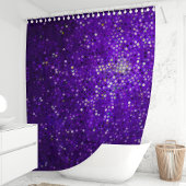 パープルスパークルグリッターグラム シャワーカーテン