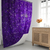 パープルスパークルグリッターグラム シャワーカーテン