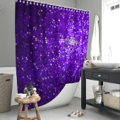 パープルスパークルグリッターグラム シャワーカーテン