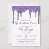 パープルスパークルグリッタードリップス卒業パーティーインヴィ 招待状 (正面)