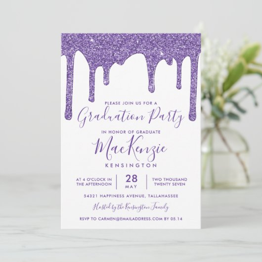 パープルスパークルグリッタードリップス卒業パーティーインヴィ 招待状 (スタンド正面)