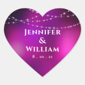 パープルスパークルシルバーストリングライト結婚ズ ハートシール (正面)