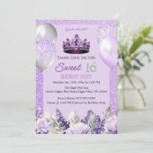 パープルスパークルスウィート16誕生日パーティーの招待 招待状 (スタンド正面)