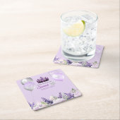 パープルスパークルスウィート16誕生日パーティー スクエアペーパーコースター (インサイチュ)