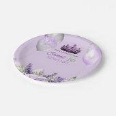 パープルスパークルスウィート16誕生日パーティー ペーパープレート (アングル)