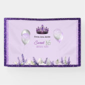 パープルスパークルスウィート16誕生日パーティー 横断幕 (横)