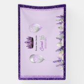 パープルスパークルスウィート16誕生日パーティー 横断幕 (縦)