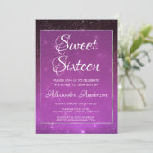パープルスパークルスカイスウィート16誕生日招待状 招待状 (スタンド正面)