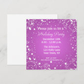 パープルスパークルスターズパーティ招待状 招待状 (正面/裏面)