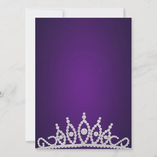 パープルスパークルティアラ誕生日招待状 招待状 (裏面)