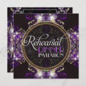 パープルスパークルディナーリハーサルディナー招待状 招待状 (正面/裏面)