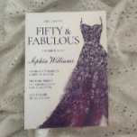 パープルスパークルドレス50th誕生日パーティー 招待状<br><div class="desc">パープルスパークルドレス50thバースデーパーティーの招待状へのバリエーションと私たちの店の一致アイテム</div>