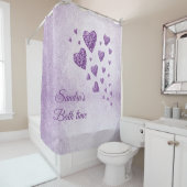 パープルスパークルハートラベンダーグリッター シャワーカーテン (インサイチュ)