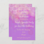 パープルスパークルパーティー招待状 招待状 (正面/裏面)