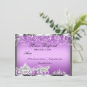 パープルスパークルプリンセステーマRSVP返信 招待状 (スタンド正面)