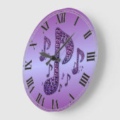パープルスパークルミュージックノートウォールクロック ラージ壁時計 (傾斜)