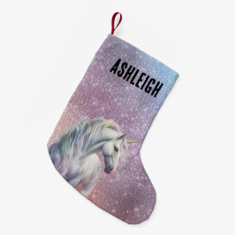 パープルスパークルユニコーン名 スモールクリスマスストッキング