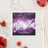 パープルスパークルライツグラムバースデーパーティー スタンダードカクテルナプキン (インサイチュ)