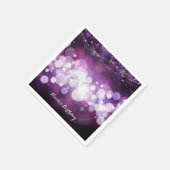パープルスパークルライツグラムバースデーパーティー スタンダードカクテルナプキン (角)