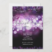 パープルスパークルライツグラムバースデーパーティー 招待状 (正面)