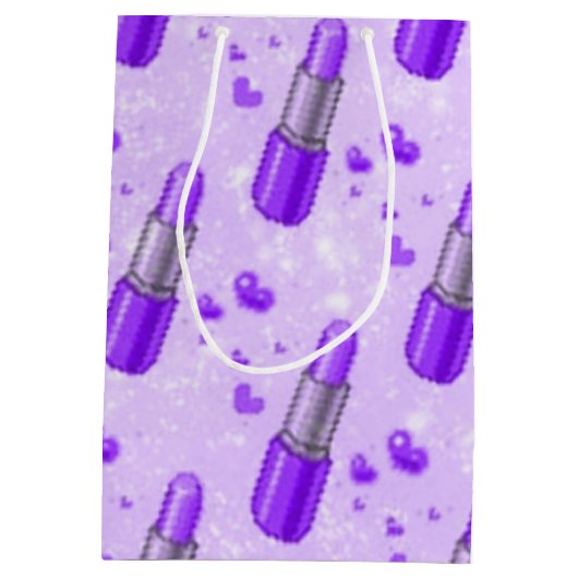 パープルスパークルリップスティック恋人抱き枕 ミディアムペーパーバッグ (裏面)