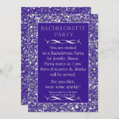 パープルスパークルルック ブライズメイドパーティー招待状 招待状 (正面/裏面)
