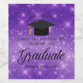 パープルスパークル大学院カスタム卒業パーティー ワインラベル (シングルラベル)