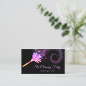 パープルスパークル羽毛ダスター清掃サービス 名刺 (スタンド正面)