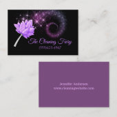 パープルスパークル羽毛ダスター清掃サービス 名刺 (正面/裏面)