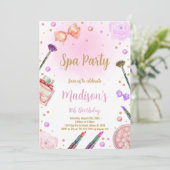 パープルスパ誕生日招待状 招待状 (スタンド正面)
